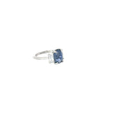 Platinum 3.33ct Cushion Blue Sapphire and along the side .80ct F VS2 Baguette Diamond Ring Certified by GIA #5231323789
